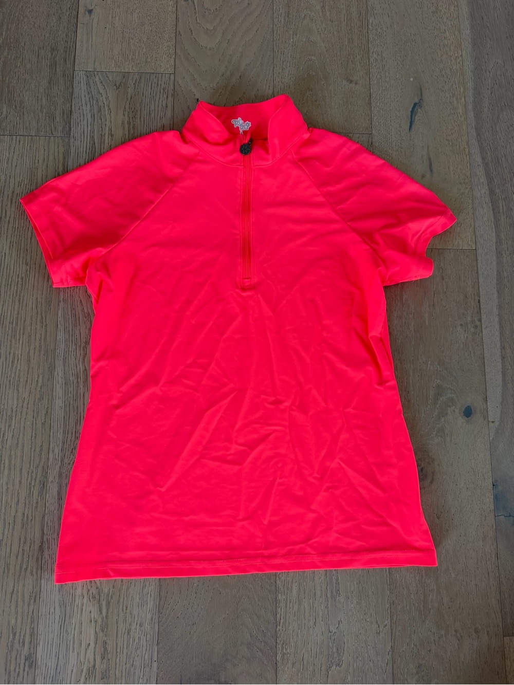 Tzu Tzu Sport Coral Red Half Zip Athletic Workout Polo Top Size Large